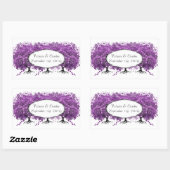 フォレストパープルハートリーフ結婚ツリー 長方形シール (シート)