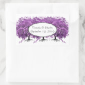 フォレストパープルハートリーフ結婚ツリー 長方形シール (バッグ)