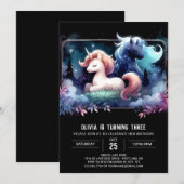 フォレストファンタジーホース誕生日 招待状 (正面/裏面)