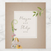 フォレストファーンウッドランドカードストック結婚キノコ ワインラベル (シングルラベル)