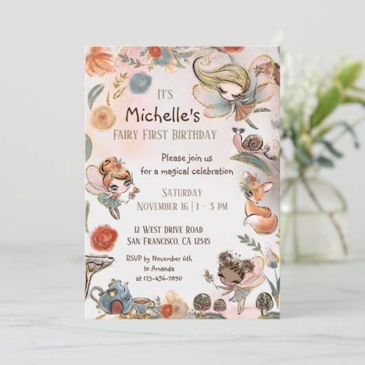 フォレストフェアリーファースト誕生日招待状、マジカル 招待状 (スタンド正面)