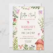 フォレストフェアリーフラッター&トゥウィールガール誕生日 招待状 (正面)