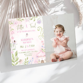 フォレストフェアリーフラッター&トワイルガール誕生日写真 招待状