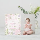 フォレストフェアリーフラッター&トワイルガール誕生日写真 招待状 (スタンド正面)