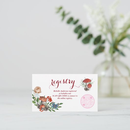 フォレストフェアリー赤ちゃんシャワー登録 | QRコードスキャン エンクロージャーカード (スタンド正面)