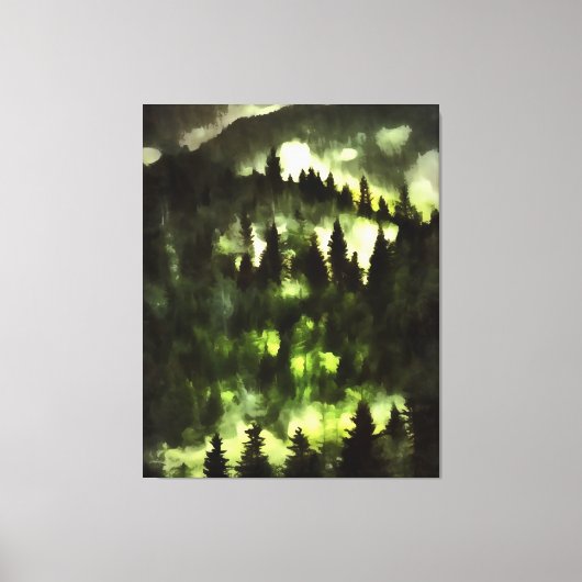 フォレストフォグウッドランド絵画ランドスケープ キャンバスプリント (正面)