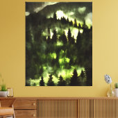 フォレストフォグウッドランド絵画ランドスケープ キャンバスプリント (インサイチュ (リビング))