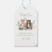 フォレストフレンズの最初の誕生日感謝していあなたのラベル ギフトタグ (正面)