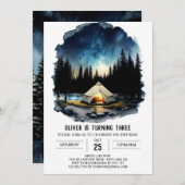 フォレストフレンズキャンパー誕生日招待状 招待状 (正面/裏面)