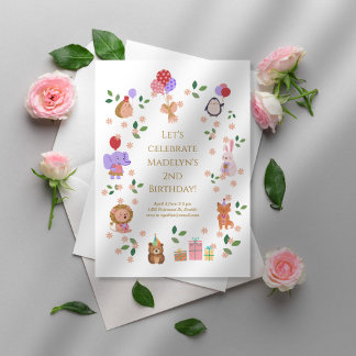 フォレストフレンズチャイルドバースデーパーティー 招待状