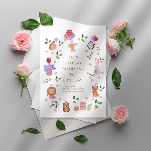 フォレストフレンズチャイルドバースデーパーティー 招待状