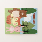 フォレストフレンズパーソナライズされたキツネベアーバニーパズル ジグソーパズル (横)