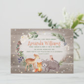 フォレストフレンズモダンベリーコットンベビーシャワー 招待状 (スタンド正面)