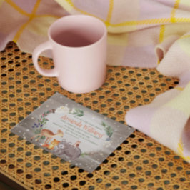 フォレストフレンズモダンベリーコットンベビーシャワー 招待状