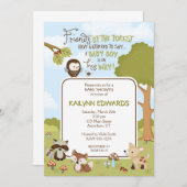 フォレストフレンズ男の赤ちゃんシャワー招待状 招待状 (正面/裏面)