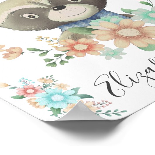 フォレストフレンドベビー誕生統計モノグラム ポスター (角)