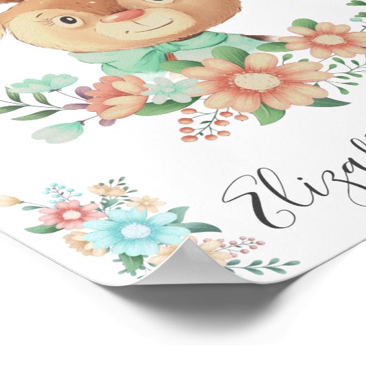 フォレストフレンドベビー鹿誕生統計モノグラム ポスター (角)