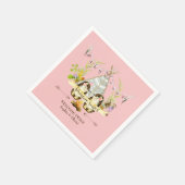 フォレストヘッジホーグツイン女の子ボホベイビーシャワーピンク スタンダードカクテルナプキン (角)