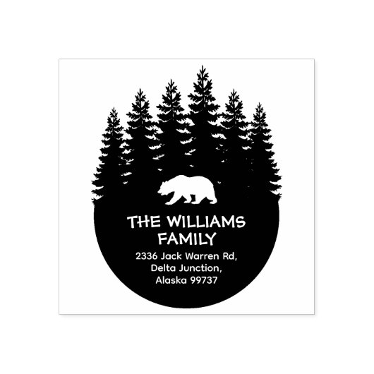 フォレストベアファミリー差出人住所 ラバースタンプ (インプリント)