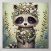 フォレストベビーラクーンフラワー |ラクーンウォールプリント ポスター (正面)