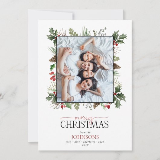 フォレストベリーピネコーンメリークリスマスフォト シーズンカード (正面)