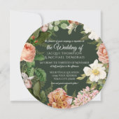 フォレストホワイトローズヴィンテージフローラ結婚ズ 招待状 (正面)