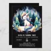 フォレストホースモダン誕生日 招待状 (正面/裏面)