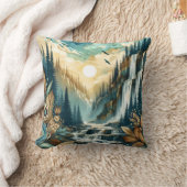 フォレストマウンテンウォーターフォボホ自然パターン クッション (ブランケット)