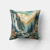 フォレストマウンテンウォーターフォボホ自然パターン クッション (裏面)