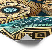 フォレストマウンテンウォーターフォボホ自然パターン ポスター (角)