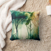 フォレストマウンテンリバーウォーターカラー自然 クッション (ブランケット)