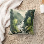フォレストマウンテンリバーウォーターカラー自然 クッション (ブランケット)