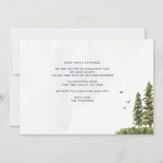 フォレストマウン素朴テン引っ越しました新しいホームムービング 案内状 (裏面)