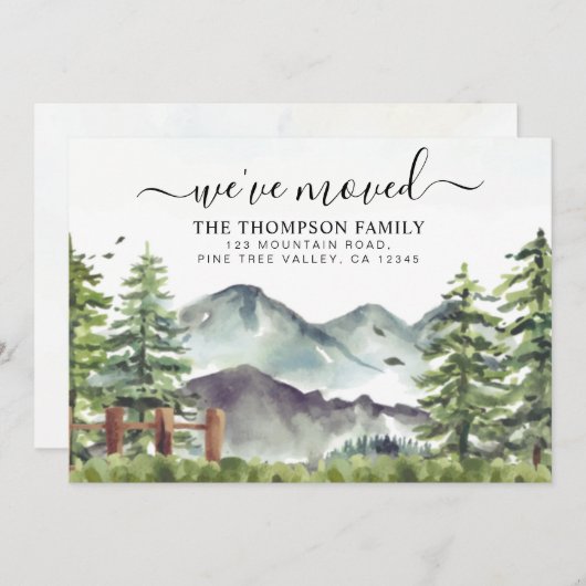 フォレストマウン素朴テン引っ越しました新しいホームムービング 案内状 (正面/裏面)