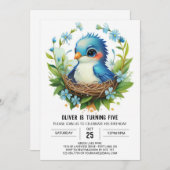 フォレストマジカルシックバード誕生日 招待状 (正面/裏面)