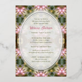 フォレストマジック グリーン ゴールド ピンクパーティー 箔招待状 (裏面)