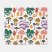 フォレストマッシュルームインクヴィンテージテクスチャ フリースブランケット (正面(横))