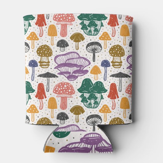 フォレストマッシュルームインクヴィンテージテクスチャ 缶クーラー (裏面)