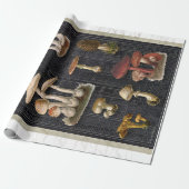 フォレストマッシュルームコテージエフェメラブラックデクページ ラッピングペーパー (アンロールド)