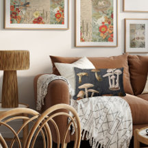 フォレストマッシュルームコテージブラックヴィンテージエフェメラ