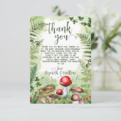 フォレストマッシュルームシダ緑の素朴自然スクリプト サンキューカード (スタンド正面)