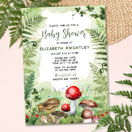 フォレストマッシュルーム自然素朴ベビーシャワー 招待状