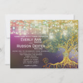 フォレストメイソンジャール童話の紫と金ゴールド結婚ズ 招待状 (正面)