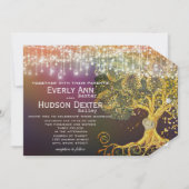 フォレストメイソンベアフェアリーテールパープルアンドゴールドウェディング 招待状 (正面)