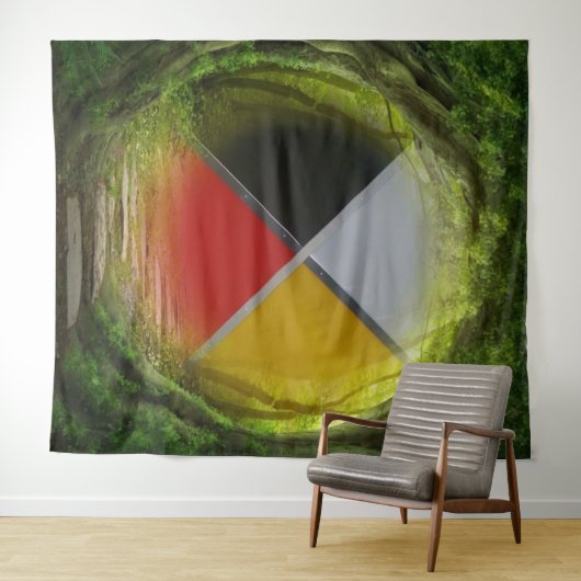 フォレストメディシンホイール超大型タペストリ タペストリー (インサイチュ(横))