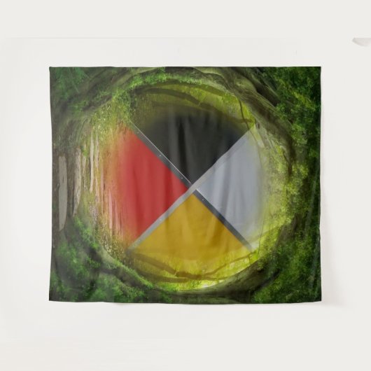 フォレストメディシンホイール超大型タペストリ タペストリー (正面(横))