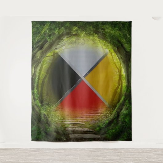 フォレストメディシンホイール超大型タペストリ タペストリー (正面)