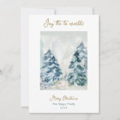 フォレストメリークリスマスウォーターカラーホリデーカード シーズンカード (正面)