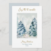 フォレストメリークリスマスウォーターカラーホリデーカード シーズンカード (正面/裏面)