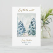 フォレストメリークリスマスウォーターカラーホリデーカード シーズンカード (スタンド正面)